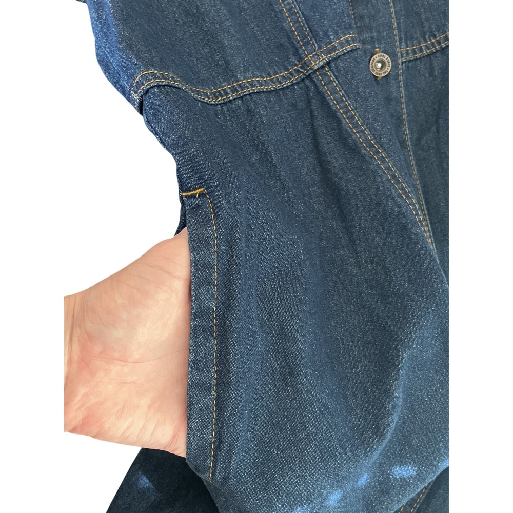 Frye Womens Denim Shirt Dress XL Blue Cotton Button Front Western Workwear - Picture 5 of 9